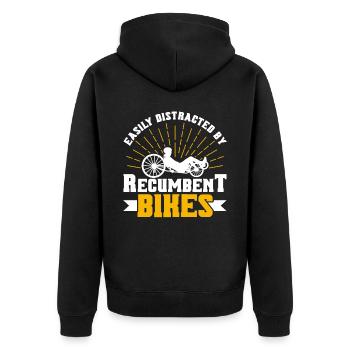Liegerad Liegeradfahrer Radfahrer - Unisex Premium Bio Zip Hoodie - Schwarz - Hinten - Nico (187cm)