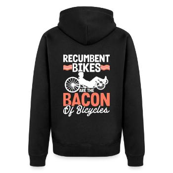 Liegerad Liegeradfahrer Radfahrer - Unisex Premium Bio Zip Hoodie - Schwarz - Hinten - Nico (187cm)