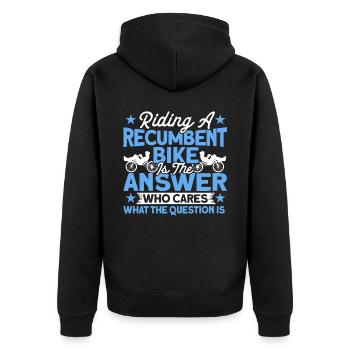 Liegerad Liegeradfahrer Radfahrer - Unisex Premium Bio Zip Hoodie - Schwarz - Hinten - Nico (187cm)