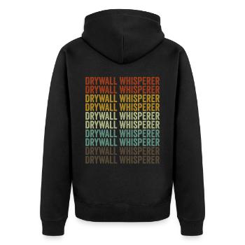 Trockenbau-Flüsterer Trockenbauer Trockenbau-Finis - Unisex Premium Bio Zip Hoodie - Schwarz - Hinten - Nico (187cm)