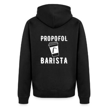 propofol barista laryngoscope anesthesiologist - Unisex Premium Bio Zip Hoodie - Schwarz - Hinten - Nico (187cm)