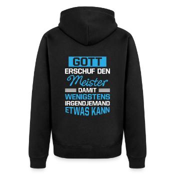 Gott Erschuf Meister Handwerker Geschenk - Unisex Premium Bio Zip Hoodie - Schwarz - Hinten - Nico (187cm)