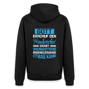 Gott Erschuf Handwerker Geschenk - Unisex Premium Bio Zip Hoodie - Schwarz - Hinten - Nico (187cm)