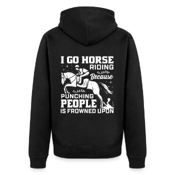Je fais de l’équitation parce que c’est mal vu de rencontrer des gens. - Veste à capuche bio Premium Unisexe - noir - Dos - Nico (187cm)