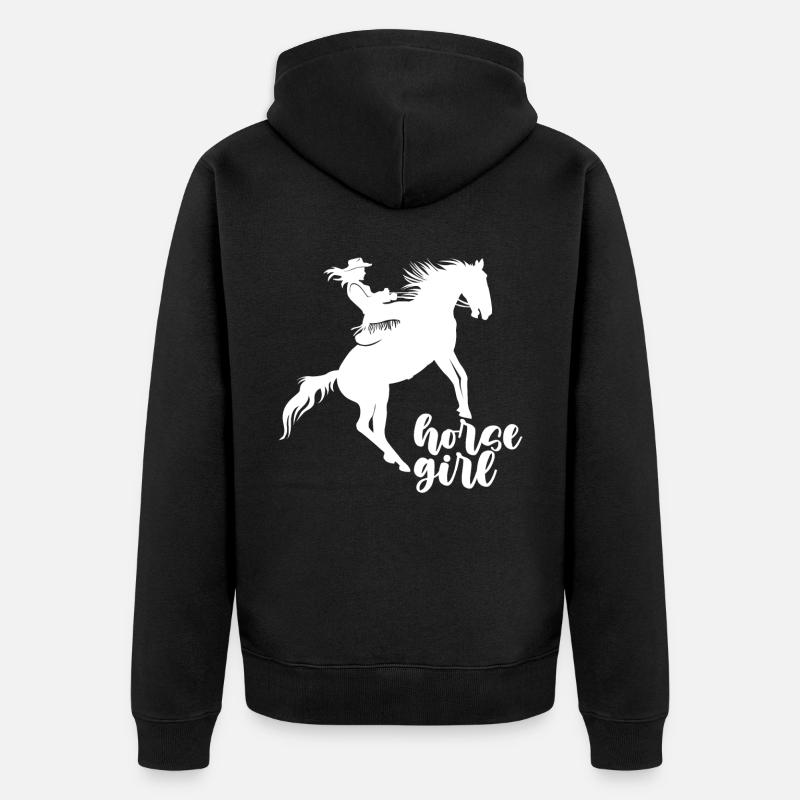 Pferd Mädchen - - Unisex Premium Bio Zip Hoodie - Schwarz