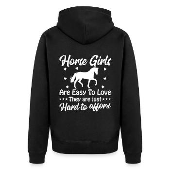 Pferdemädchen sind leicht zu lieben, sie sind nur - Unisex Premium Bio Zip Hoodie - Schwarz - Hinten - Nico (187cm)