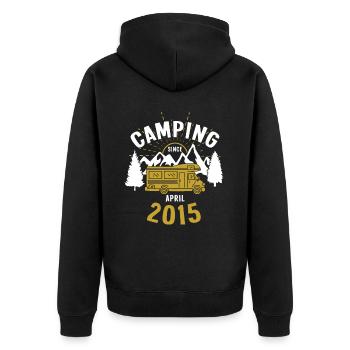 Anniversaire: Camping depuis avril 2015 Camping-car - Veste à capuche bio Premium Unisexe - noir - Dos - Nico (187cm)