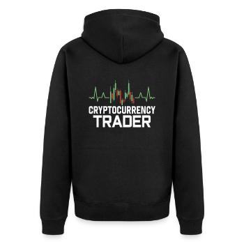 Kryptowährungs Händler Krypto Crypto Trader - Unisex Premium Bio Zip Hoodie - Schwarz - Hinten - Nico (187cm)