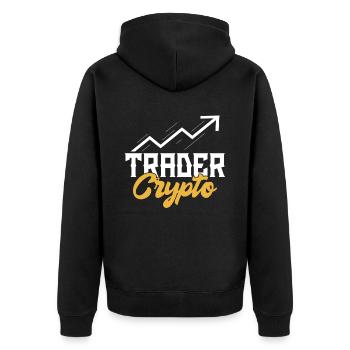 Trader Krypto Traden Crypto Trading - Unisex Premium Bio Zip Hoodie - Schwarz - Hinten - Nico (187cm)