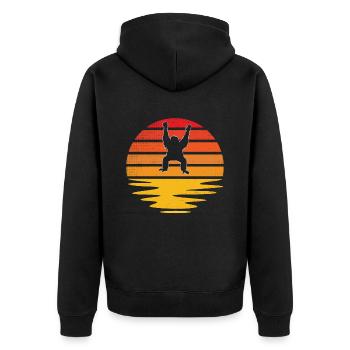Gorilla Retro - Unisex Premium Bio Zip Hoodie - Schwarz - Hinten - Nico (187cm)