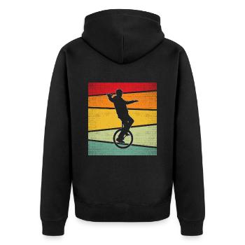 Unicycle Retro - Unisex Premium Organic Zip Hoodie - black - Back - Nico (187cm)