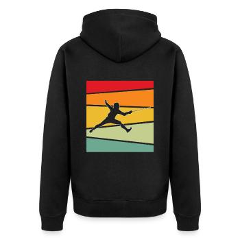 Fechten Retro - Unisex Premium Bio Zip Hoodie - Schwarz - Hinten - Nico (187cm)