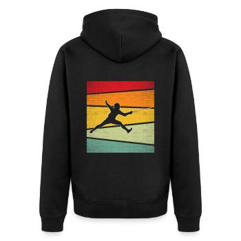 Fechten Retro - Unisex Premium Bio Zip Hoodie - Schwarz - Hinten - Nico (187cm)