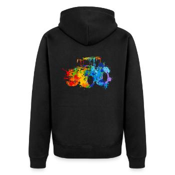 Splash Tractor Farming Farmer Farm Tractor - Unisex Premium Organic Zip Hoodie - black - Back - Nico (187cm)
