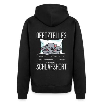 Offizielles Schlafshirt Koala Schlafanzug - Unisex Premium Bio Zip Hoodie - Schwarz - Hinten - Nico (187cm)