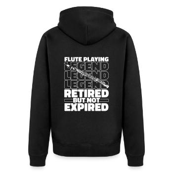 Flutist Flute Retired - Unisex Premium Organic Zip Hoodie - black - Back - Nico (187cm)