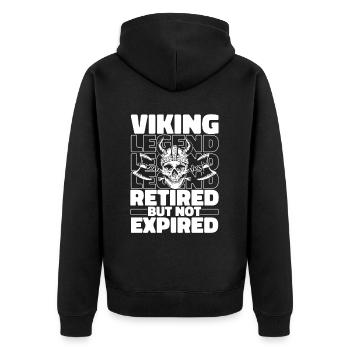 Wikinger Im Ruhestand - Unisex Premium Bio Zip Hoodie - Schwarz - Hinten - Nico (187cm)