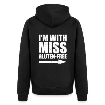 Glutenfrei - Unisex Premium Bio Zip Hoodie - Schwarz - Hinten - Nico (187cm)