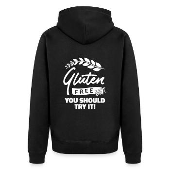 Gluten Free Wheat - Unisex Premium Organic Zip Hoodie - black - Back - Nico (187cm)