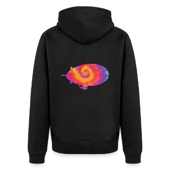 Zeppelin - Unisex Premium Bio Zip Hoodie - Schwarz - Hinten - Nico (187cm)