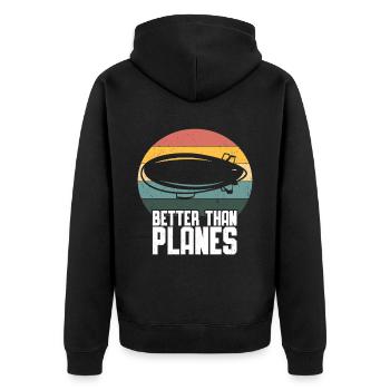 Zeppelin - Unisex Premium Organic Zip Hoodie - black - Back - Nico (187cm)