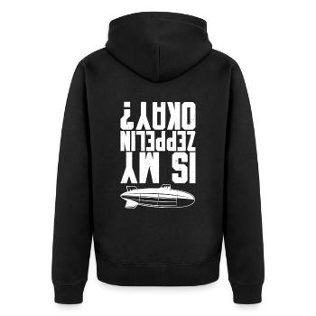 Zeppelin - Unisex Premium Organic Zip Hoodie - black - Back - Nico (187cm)