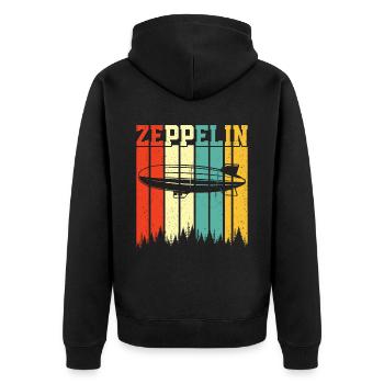 Zeppelin - Unisex Premium Organic Zip Hoodie - black - Back - Nico (187cm)