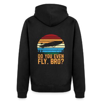 Zeppelin - Unisex Premium Bio Zip Hoodie - Schwarz - Hinten - Nico (187cm)