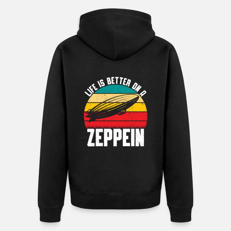 Zeppelin - Unisex Premium Bio Zip Hoodie - Schwarz