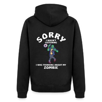 Désolé de ne pas écouter zombie - Veste à capuche bio Premium Unisexe - noir - Dos - Nico (187cm)