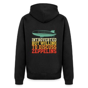 Zeppelin - Unisex Premium Organic Zip Hoodie - black - Back - Nico (187cm)