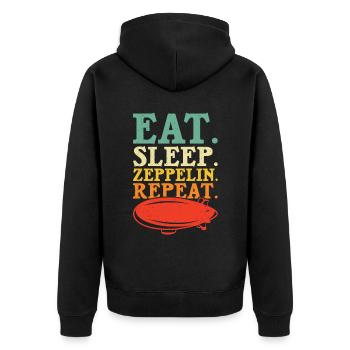 Zeppelin - Unisex Premium Organic Zip Hoodie - black - Back - Nico (187cm)
