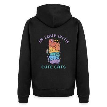 verliebt in süße Katzen LGBTQ - Unisex Premium Bio Zip Hoodie - Schwarz - Hinten - Nico (187cm)