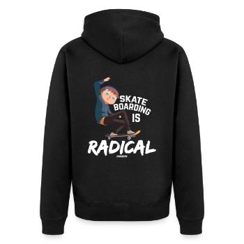 Junge Skateboard Skater cool - Unisex Premium Bio Zip Hoodie - Schwarz - Hinten - Nico (187cm)