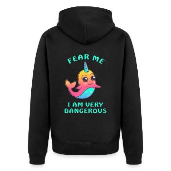 mignon bébé baleine narval licorne kawaii - Veste à capuche bio Premium Unisexe - noir - Dos - Nico (187cm)