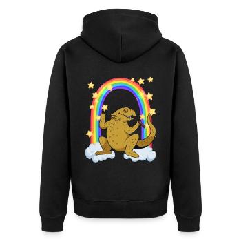 Bearded dragon loves sushi at the rainbow - Unisex Premium Organic Zip Hoodie - black - Back - Nico (187cm)