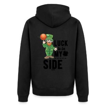 St Patrick's Day Ireland Basketball - Unisex Premium Organic Zip Hoodie - black - Back - Nico (187cm)