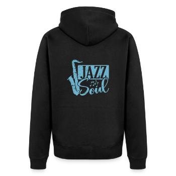 Jazz Soul Musik Saxophon Blues and Soul - Unisex Premium Bio Zip Hoodie - Schwarz - Hinten - Nico (187cm)