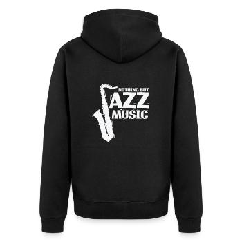 Nothing but Jazz Music Musik Saxophon - Unisex Premium Bio Zip Hoodie - Schwarz - Hinten - Nico (187cm)