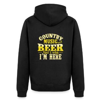 Musique country et bière c’est pourquoi je suis ici USA - Veste à capuche bio Premium Unisexe - noir - Dos - Nico (187cm)