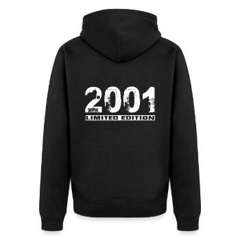 Limited Edition 2001 - Unisex Premium Bio Zip Hoodie - Schwarz - Hinten - Nico (187cm)