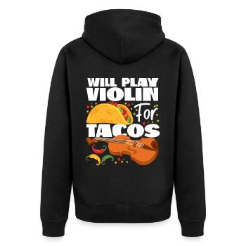 Violin Violinist Taco Will Play - Unisex Premium Bio Zip Hoodie - Schwarz - Hinten - Nico (187cm)