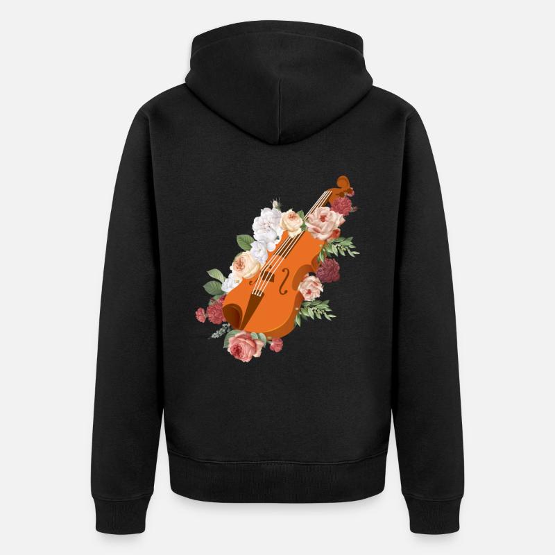 Violon Violoniste Fleur Florale - Veste à capuche bio Premium Unisexe - noir