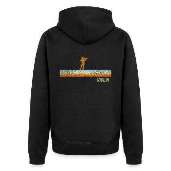 Violin Violinist Retro Vintage - Unisex Premium Organic Zip Hoodie - black - Back - Nico (187cm)