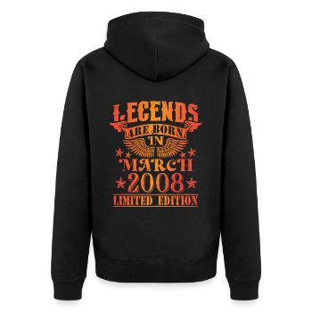 Birthday March 2008 Limited Edition Vintage - Unisex Premium Organic Zip Hoodie - black - Back - Nico (187cm)