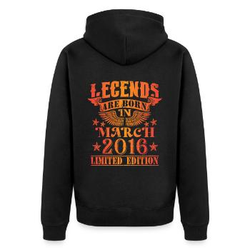Anniversaire Mars 2016 Edition Limitée Millésime - Veste à capuche bio Premium Unisexe - noir - Dos - Nico (187cm)