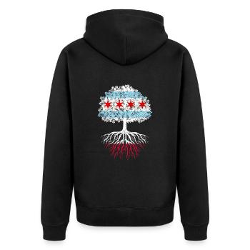 Poland chicago, polska chicago polish - Unisex Premium Bio Zip Hoodie - Schwarz - Hinten - Nico (187cm)