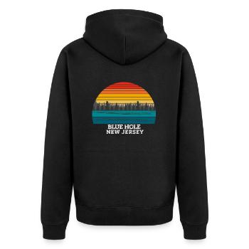 Blue Hole New Jersey - Unisex Premium Bio Zip Hoodie - Schwarz - Hinten - Nico (187cm)