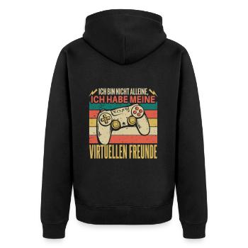 Cooles Gamer Zocker Spruch Design - Unisex Premium Bio Zip Hoodie - Schwarz - Hinten - Nico (187cm)