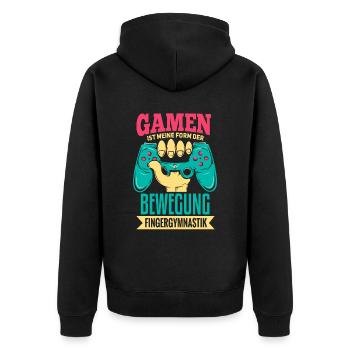 Cooles Gamer Zocker Spruch Design - Unisex Premium Bio Zip Hoodie - Schwarz - Hinten - Nico (187cm)